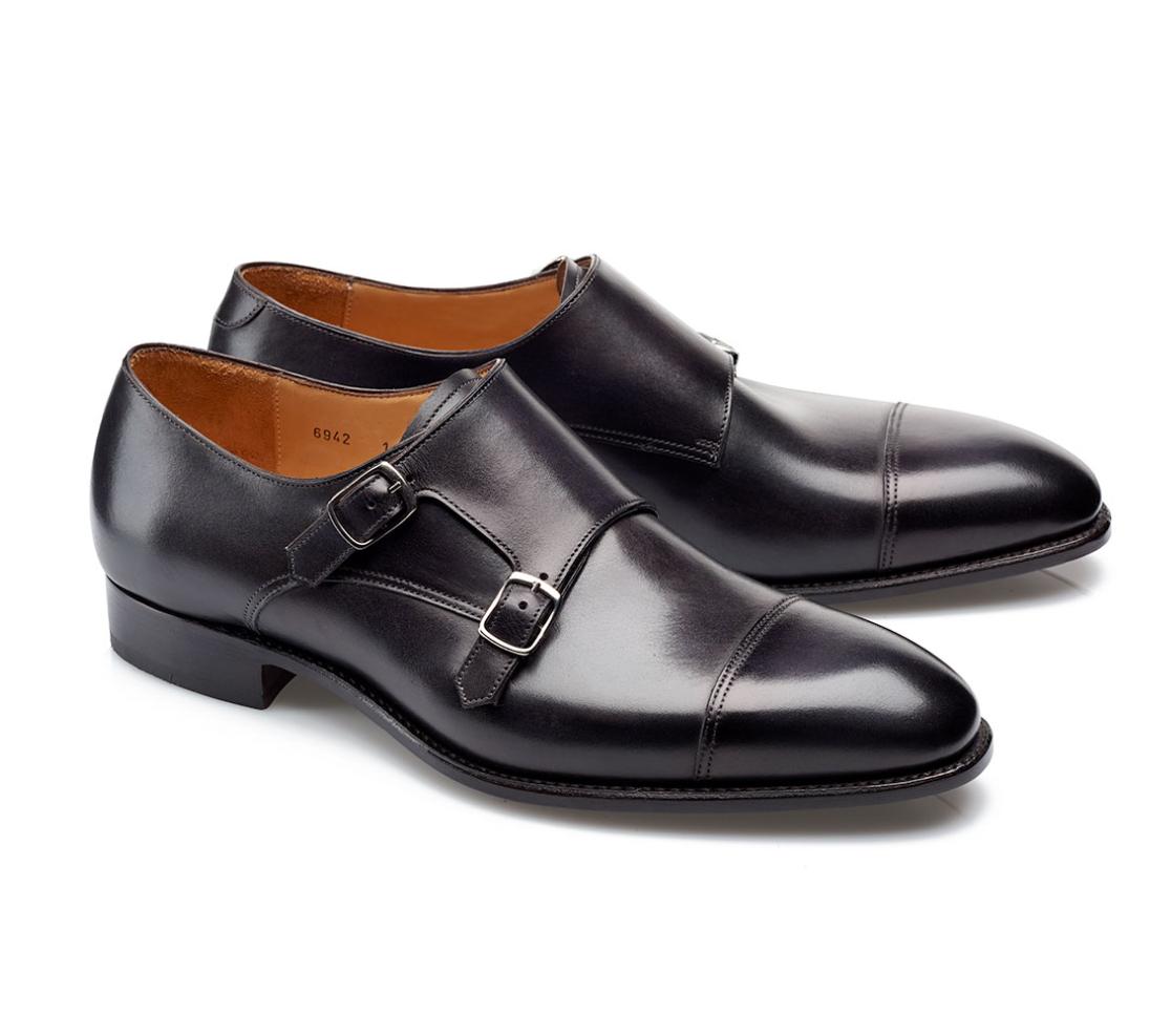 Double Buckle Shoes - Andrew Anilina Black Shadow Double Buckle Shoes - Andrew Anilina Black Shadow