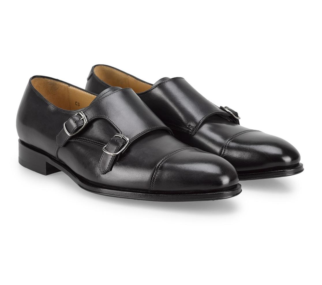 Sapatos Double Buckle - Landon Anilina Caye Noir